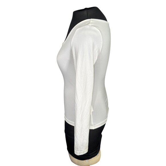 Set Of 2 Shein Long Sleeve White & Light Blue Square Neck Tops XS 95% Polyester - Picture 2 of 14